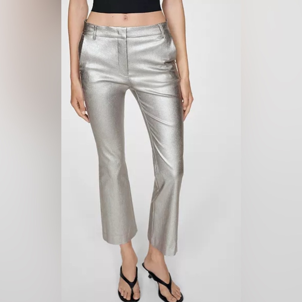 Metallic/ Silver cropped pants size 2